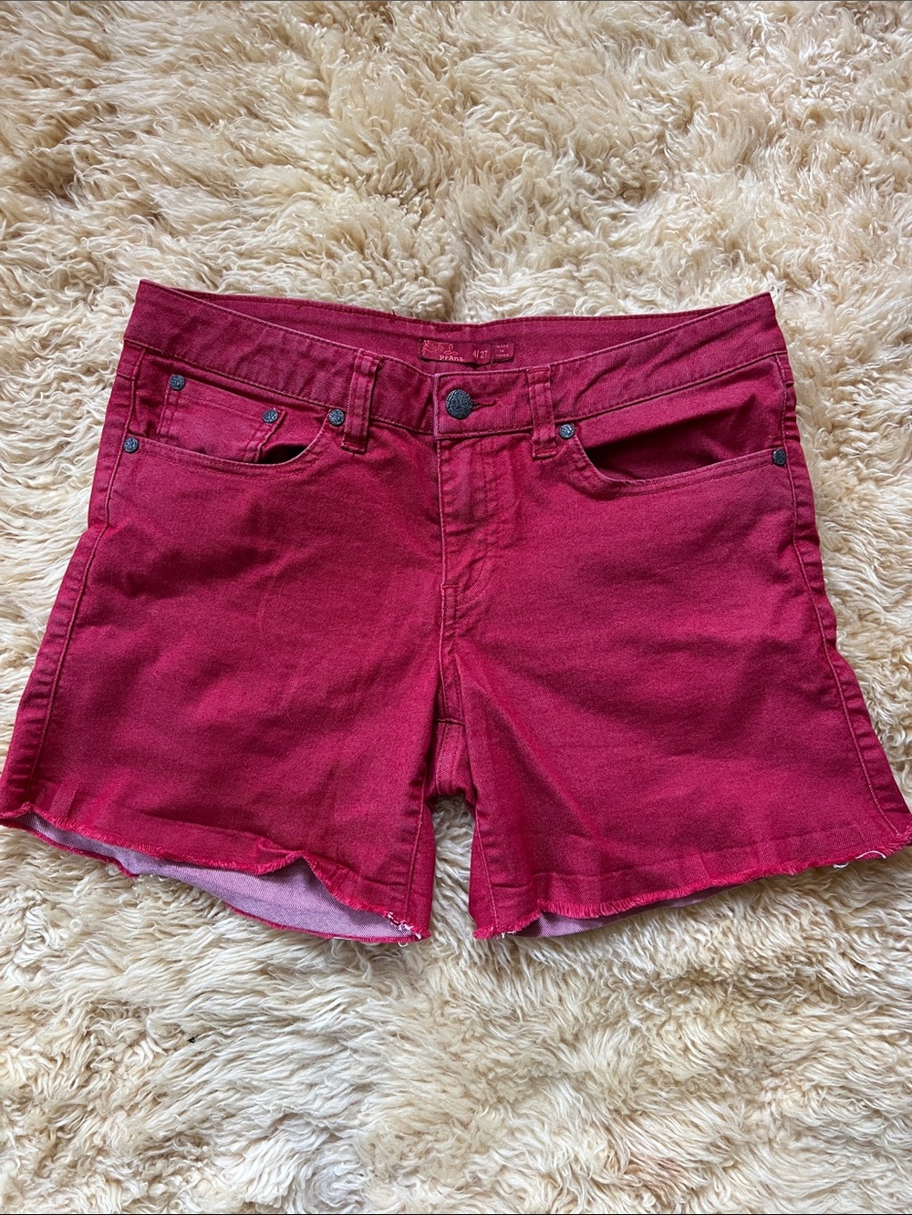 Prana Women’s Red Denim Cutoff Shorts